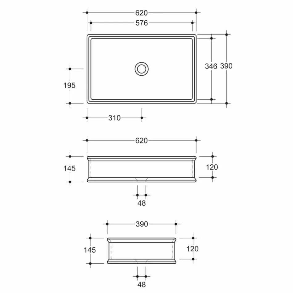 Umywalka nablatowa z neoklasycznym wzorem ceramicznym wykonana we Włoszech Debora Viadurini