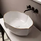 Umywalka ceramiczna w kolorze białego złota wykonana we Włoszech z Oscara Viadurini