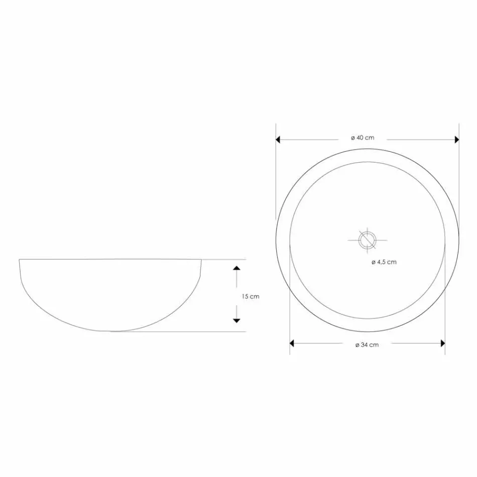 Okrągła umywalka nablatowa z ręcznie obrabianego czarnego marmuru - len Viadurini