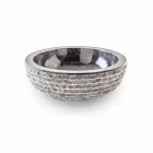 Okrągła umywalka nablatowa z ręcznie obrabianego czarnego marmuru - len Viadurini