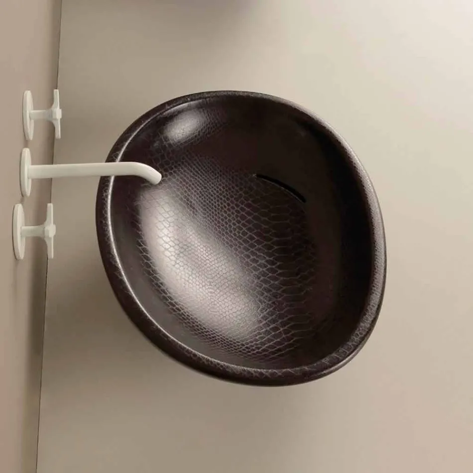 Blat ceramiczny czarny umywalka python made in Italy Glossy Viadurini