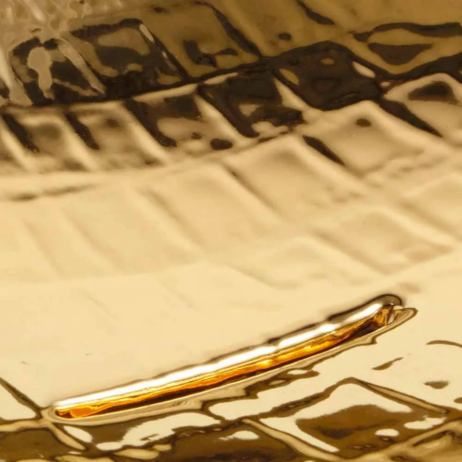 Umywalka ceramiczna nablatowa złota wykonana we Włoszech Viadurini