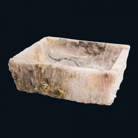 Umywalka kamień kwarc dymny wsparcie projektowe Rose, jeden kawałek Viadurini