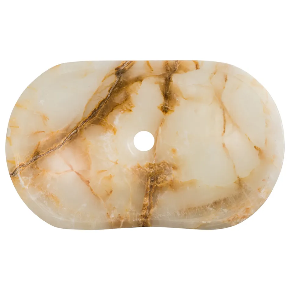 Designerska umywalka nablatowa z kamienia onyksowego Lana, ręcznie robiona Viadurini
