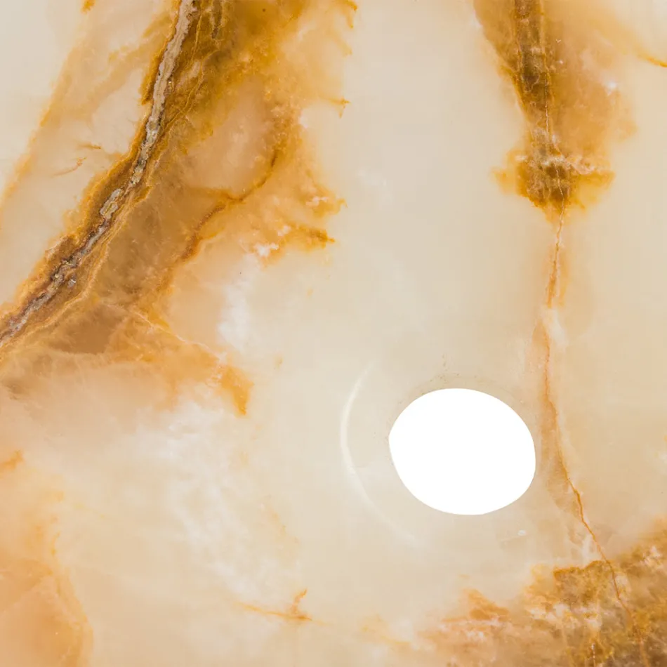 Designerska umywalka nablatowa z kamienia onyksowego Lana, ręcznie robiona Viadurini