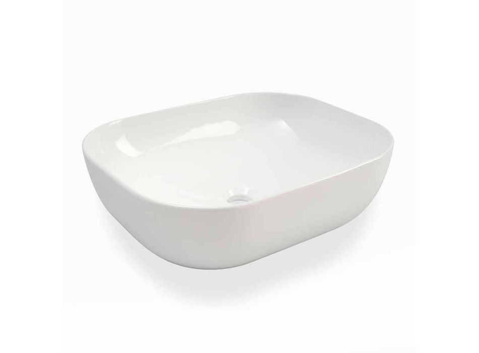 Umywalka nablatowa w nowoczesnym stylu z białej ceramiki Made in Italy - Turku Viadurini