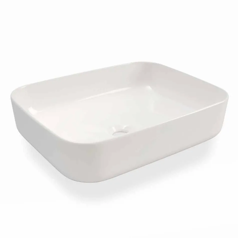 Umywalka nablatowa w nowoczesnym stylu z białej ceramiki Made in Italy - Turku Viadurini