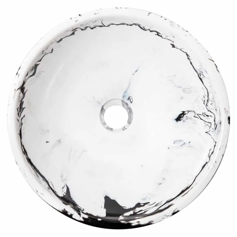 Okrągła umywalka nablatowa z żywicy, Bussoleno Viadurini