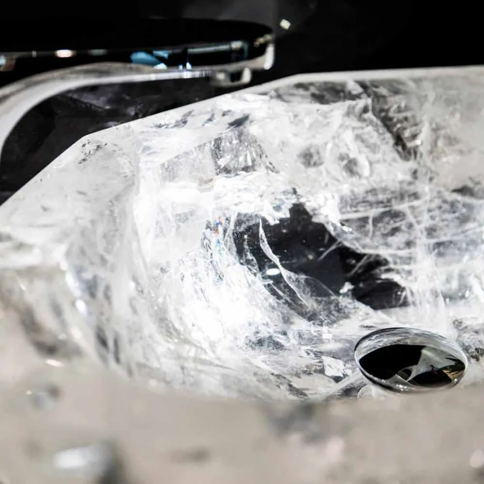 Umywalka nablatowa wykonana ręcznie z kryształu Rocca di Rocca - Falvaterra Viadurini