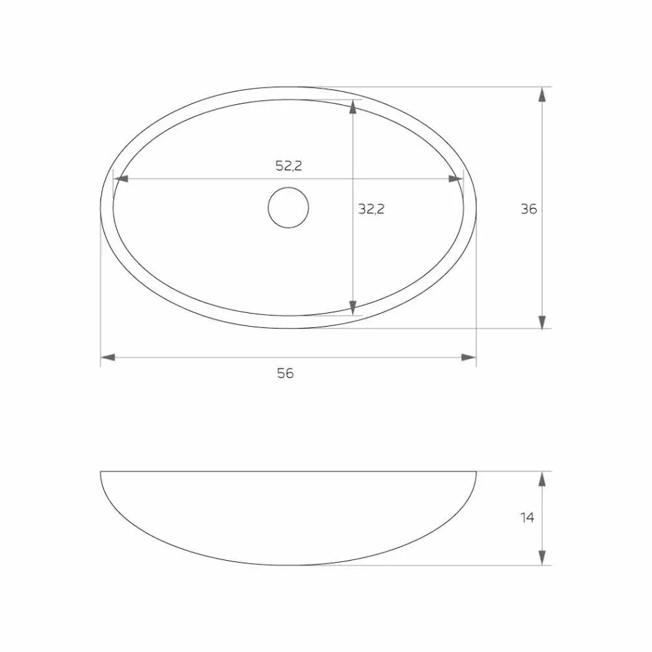 Owalna wolnostojąca umywalka nablatowa produkowana we Włoszech, Frascati Viadurini
