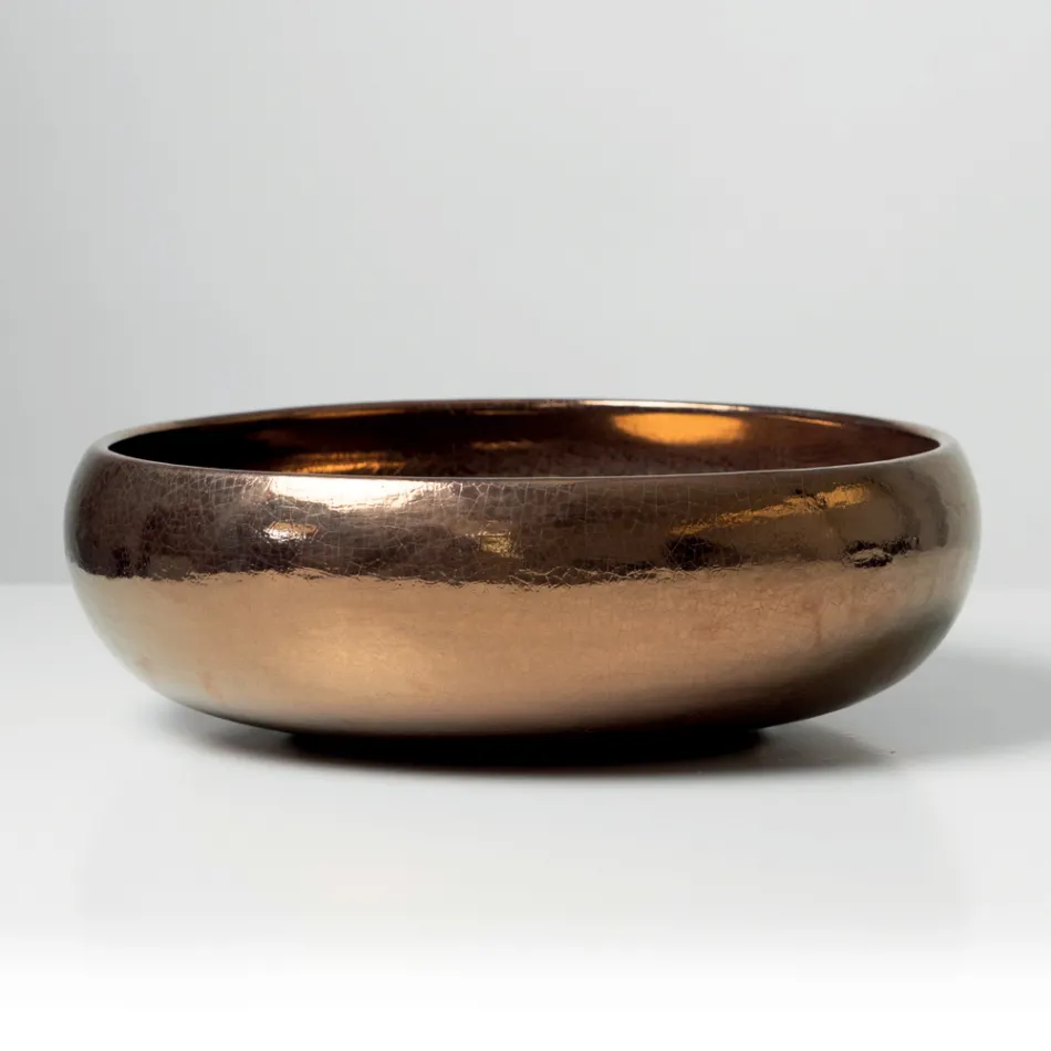 Ręcznie toczony metalowy zlew blatowy z gliny raku - Prisma Viadurini