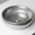 Ręcznie toczony metalowy zlew blatowy z gliny raku - Prisma Viadurini