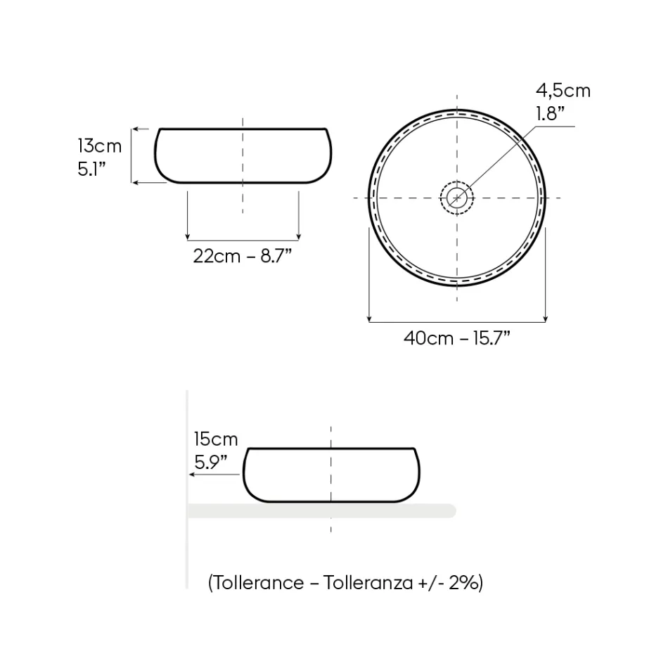 Ręcznie toczony metalowy zlew blatowy z gliny raku - Prisma Viadurini