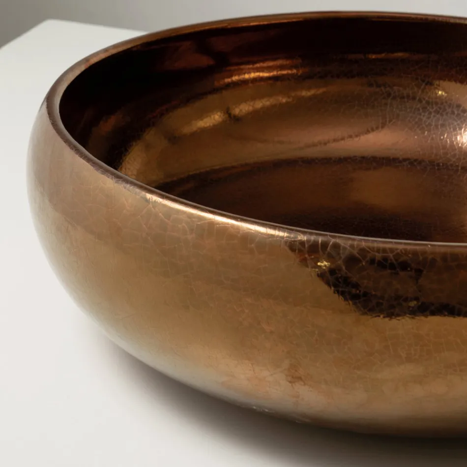 Ręcznie toczony metalowy zlew blatowy z gliny raku - Prisma Viadurini