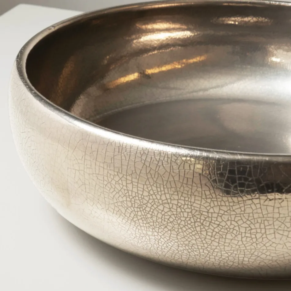 Ręcznie toczony metalowy zlew blatowy z gliny raku - Prisma Viadurini