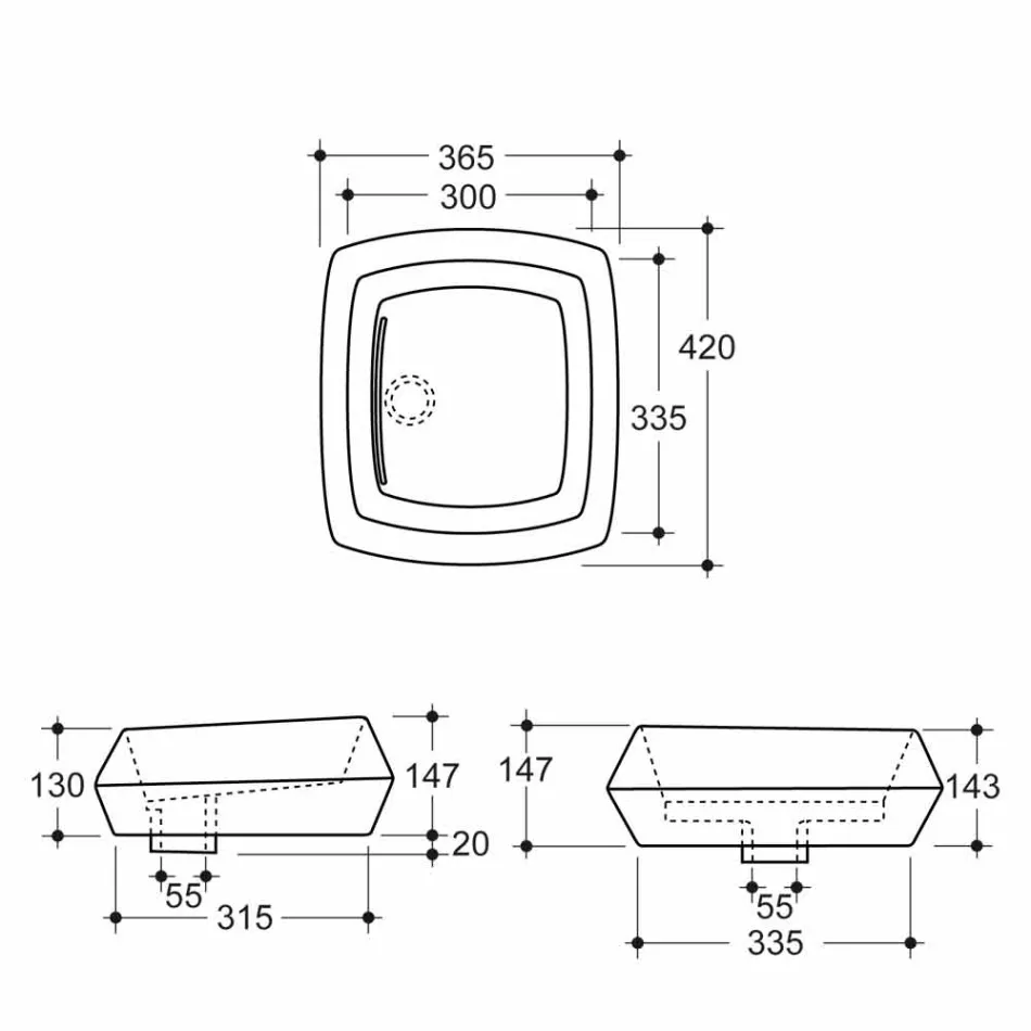 Umywalka nablatowa w białym ceramicznym designie wykonana we Włoszech Simon Viadurini
