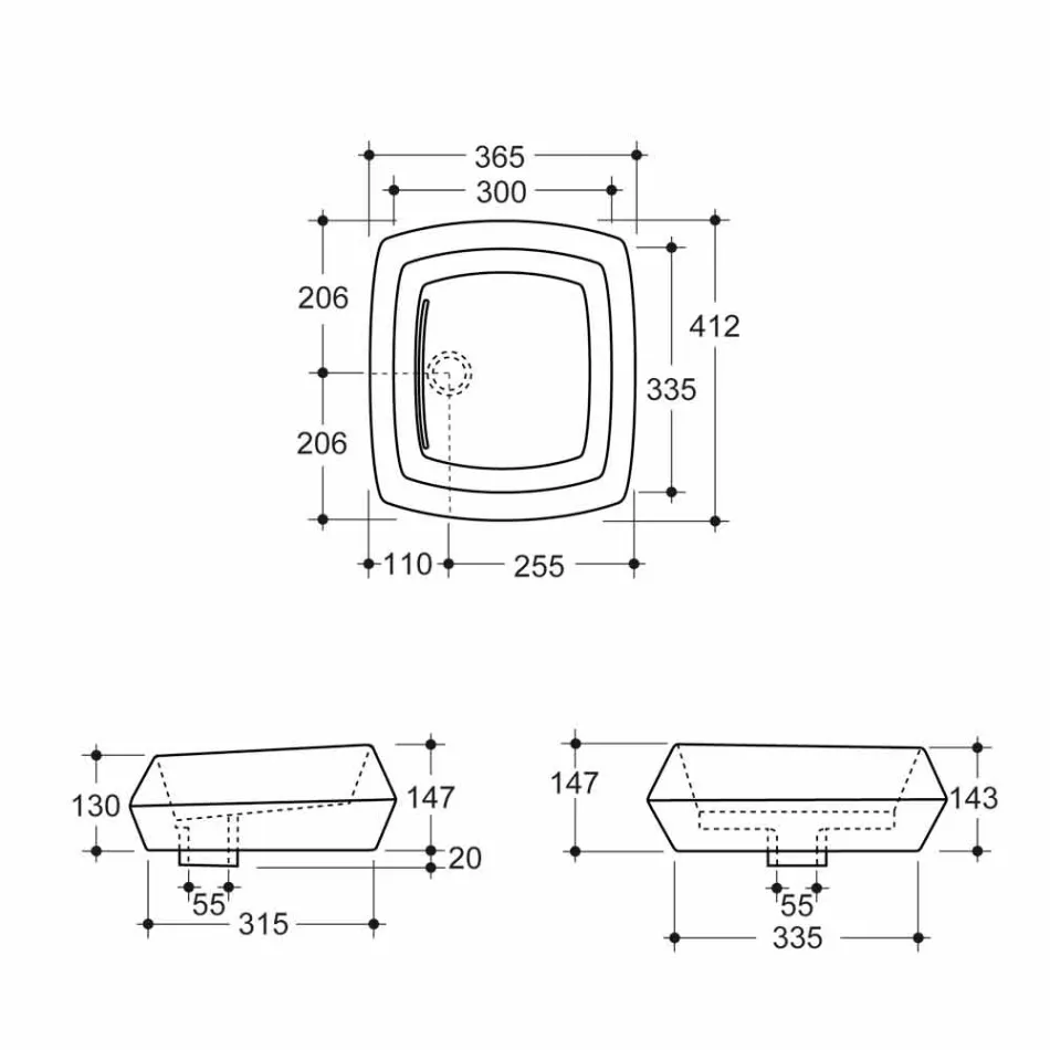 Umywalka nablatowa w białym ceramicznym designie wykonana we Włoszech Simon Viadurini
