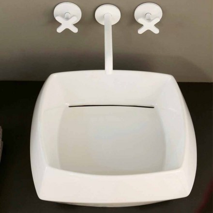 Umywalka nablatowa w białym ceramicznym designie wykonana we Włoszech Simon Viadurini