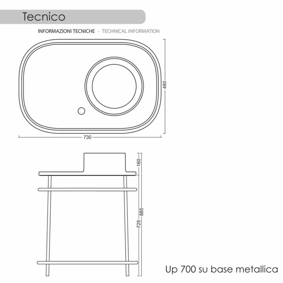 Umywalka ceramiczna w całości metalowa podstawa Marta Viadurini