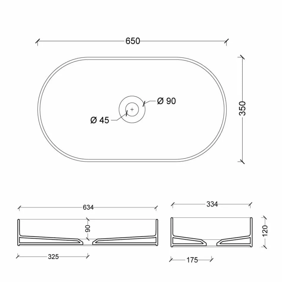 Nowoczesny design umywalka ceramiczna Sun made Włochy 65x35 cm Viadurini
