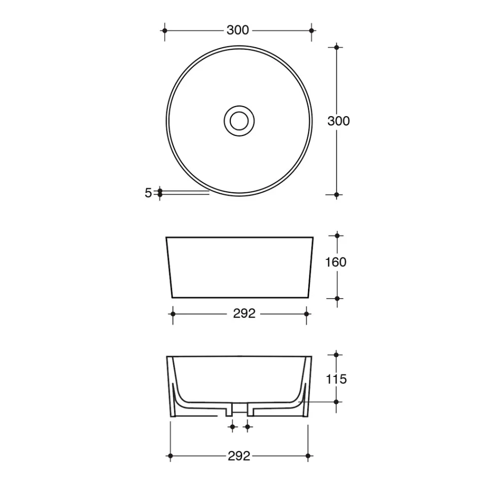 Umywalka ceramiczna nablatowa o różnych wykończeniach Made in Italy - Kulki Viadurini