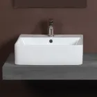 Ceramiczny zlew nablatowy z otworem na baterię o nowoczesnym designie - Papavero Viadurini