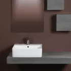 Ceramiczny zlew nablatowy z otworem na baterię o nowoczesnym designie - Papavero Viadurini