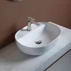 Ceramiczny zlew nablatowy z otworem na baterię o nowoczesnym designie - Papavero Viadurini