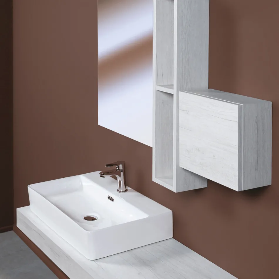 Ceramiczny zlew nablatowy z otworem na baterię o nowoczesnym designie - Papavero Viadurini