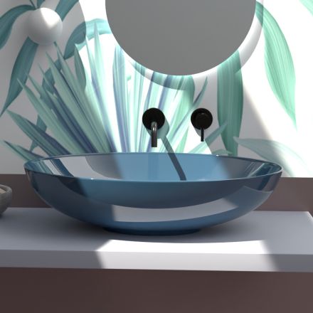 Umywalka nablatowa z błyszczącej lub matowej ceramiki Made in Italy - Ferry Viadurini