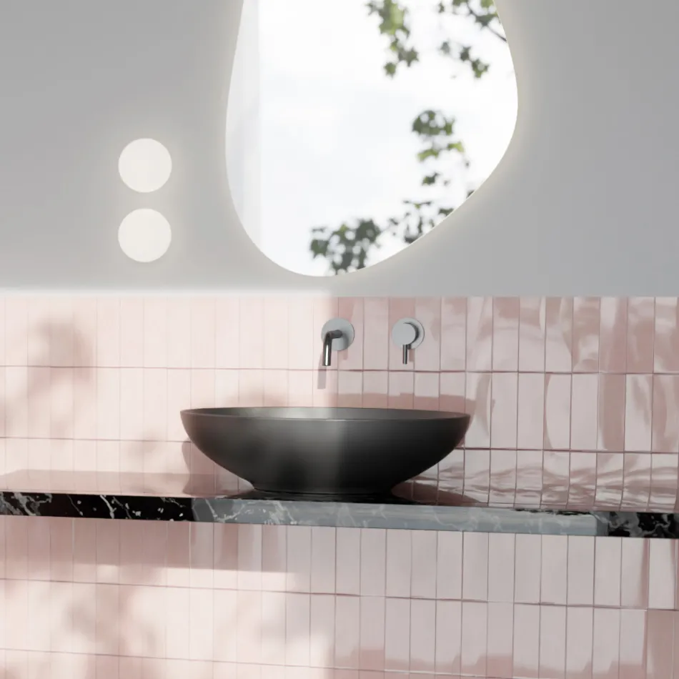 Umywalka nablatowa z błyszczącej lub matowej ceramiki Made in Italy - Ferry Viadurini