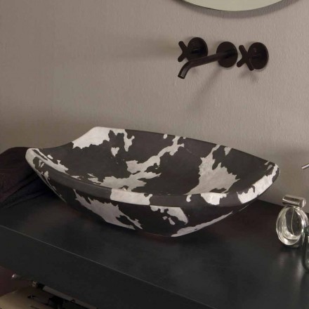 Umywalka nablatowa z nakrapianym materiałem ceramicznym wykonanym we Włoszech Laura Viadurini
