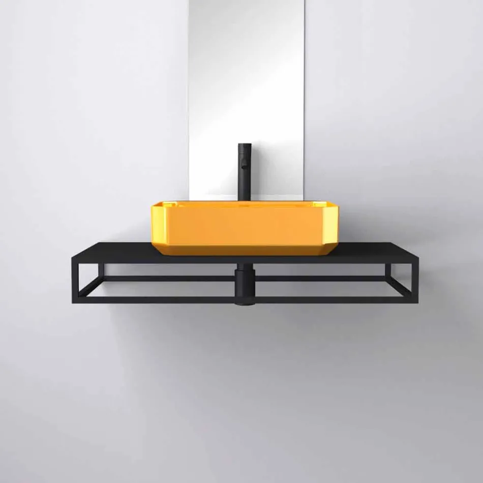 Nowoczesna ceramiczna umywalka nablatowa wykonana we Włoszech, Zulimo Viadurini