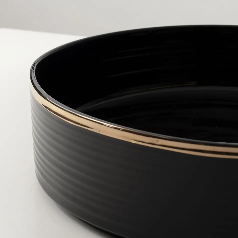 Umywalka nablatowa z kamionki porcelanowej z emaliowaną krawędzią - Vibration Viadurini