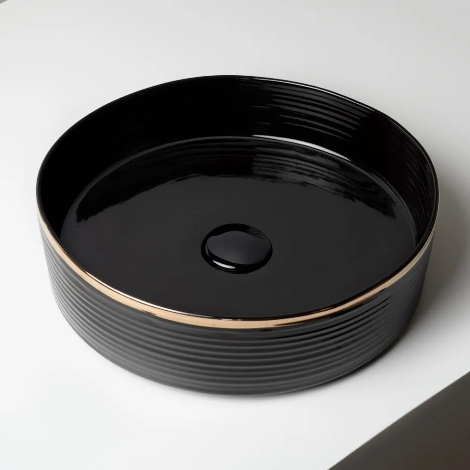 Umywalka nablatowa z kamionki porcelanowej z emaliowaną krawędzią - Vibration Viadurini