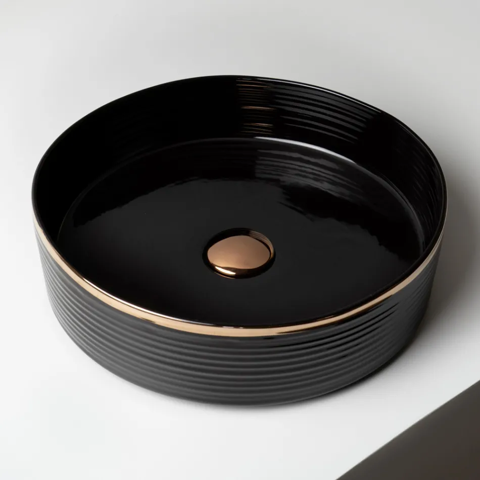 Umywalka nablatowa z kamionki porcelanowej z emaliowaną krawędzią - Vibration Viadurini