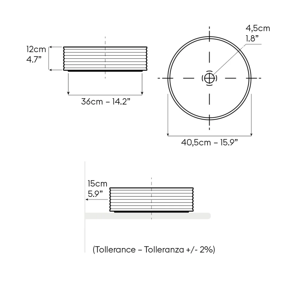 Umywalka nablatowa z kamionki porcelanowej z emaliowaną krawędzią - Vibration Viadurini