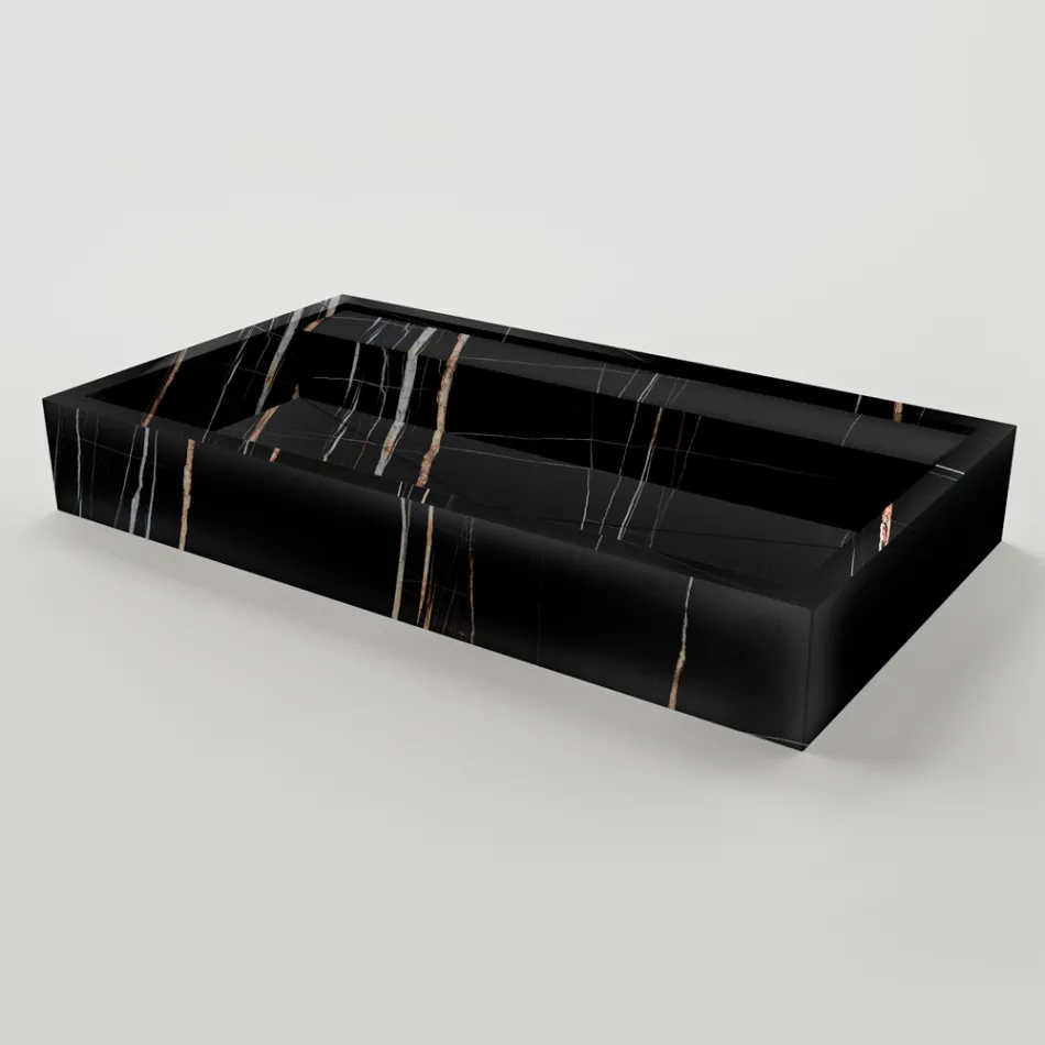 Umywalka nablatowa z gresu porcelanowego imitującego marmur, wyprodukowana we Włoszech - Cervia Viadurini