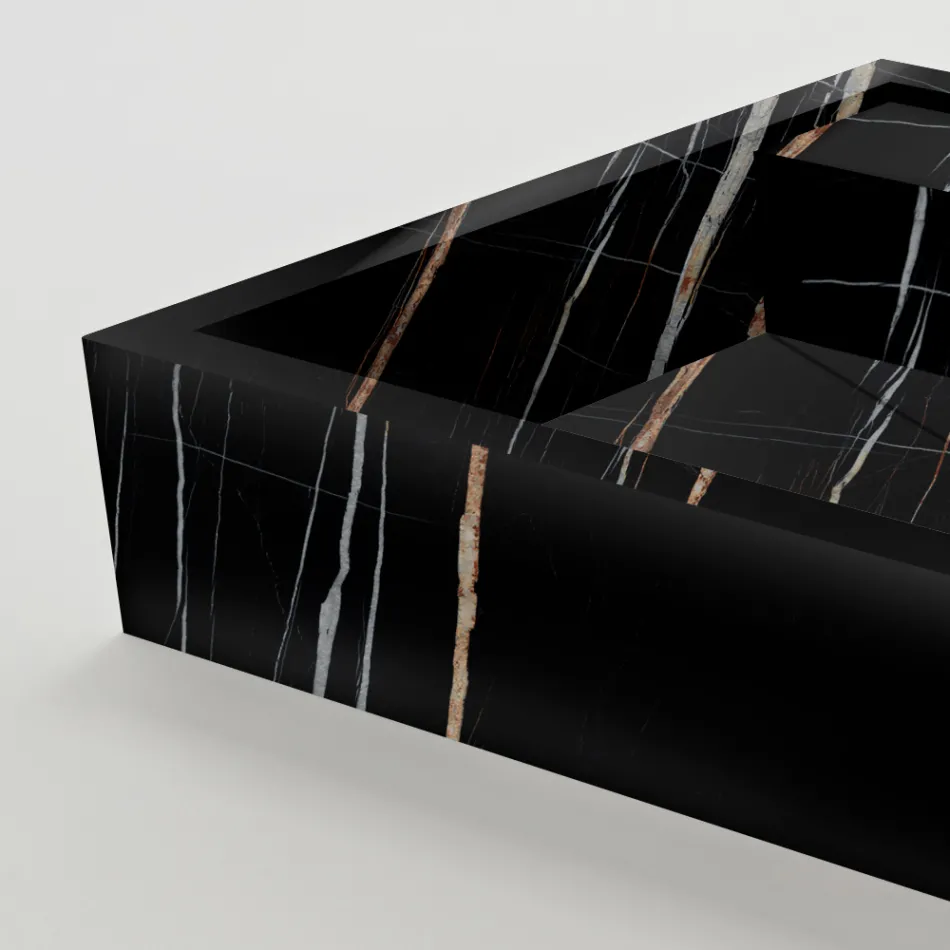 Umywalka nablatowa z gresu porcelanowego imitującego marmur, wyprodukowana we Włoszech - Cervia Viadurini