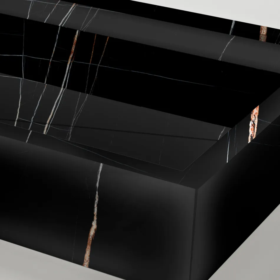 Umywalka nablatowa z gresu porcelanowego imitującego marmur, wyprodukowana we Włoszech - Cervia Viadurini