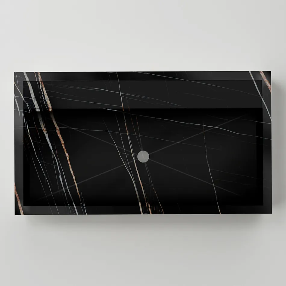 Umywalka nablatowa z gresu porcelanowego imitującego marmur, wyprodukowana we Włoszech - Cervia Viadurini