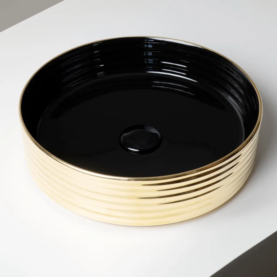 Umywalka nablatowa z falistej porcelany gresowej Made in Italy - Vibrazione Viadurini