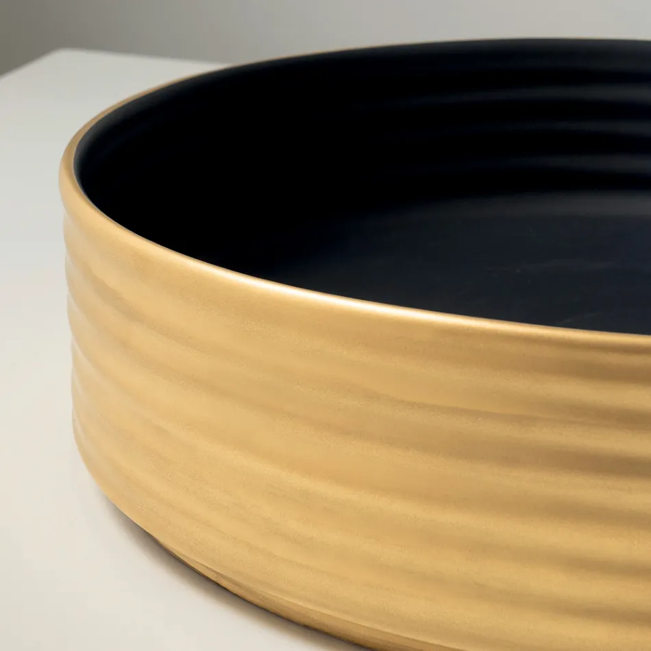 Umywalka nablatowa z falistej porcelany gresowej Made in Italy - Vibrazione Viadurini