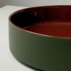 Umywalka nablatowa Halo z ręcznie toczonej porcelany i kamionki, wyprodukowana we Włoszech Viadurini