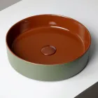 Umywalka nablatowa Halo z ręcznie toczonej porcelany i kamionki, wyprodukowana we Włoszech Viadurini