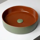 Umywalka nablatowa Halo z ręcznie toczonej porcelany i kamionki, wyprodukowana we Włoszech Viadurini