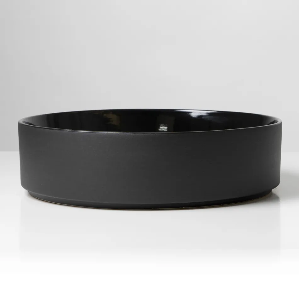 Umywalka nablatowa Halo z ręcznie toczonej porcelany i kamionki, wyprodukowana we Włoszech Viadurini