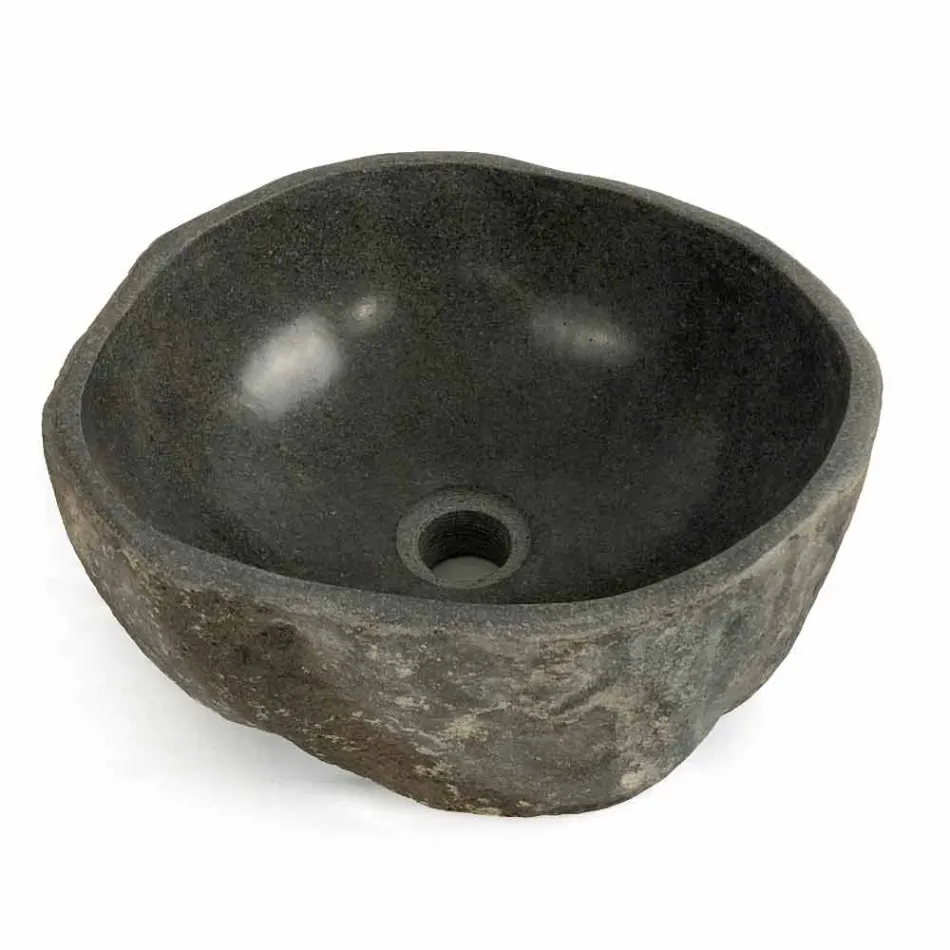 Umywalka nablatowa z naturalnego kamienia rzecznego Agra Viadurini