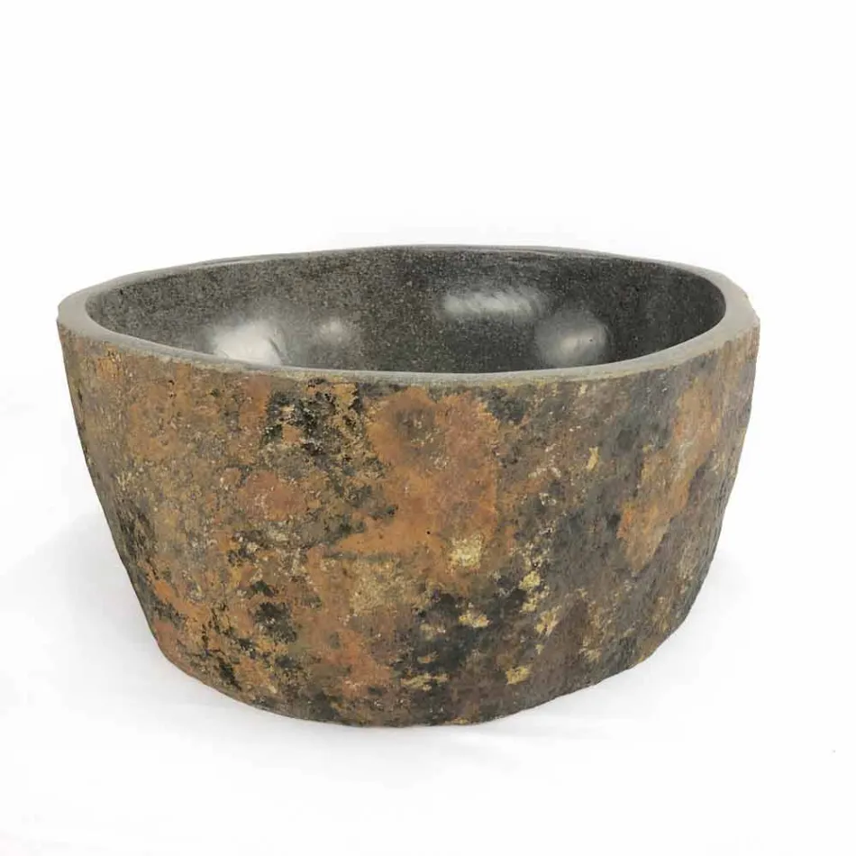 Umywalka nablatowa z naturalnego kamienia rzecznego Agra Viadurini