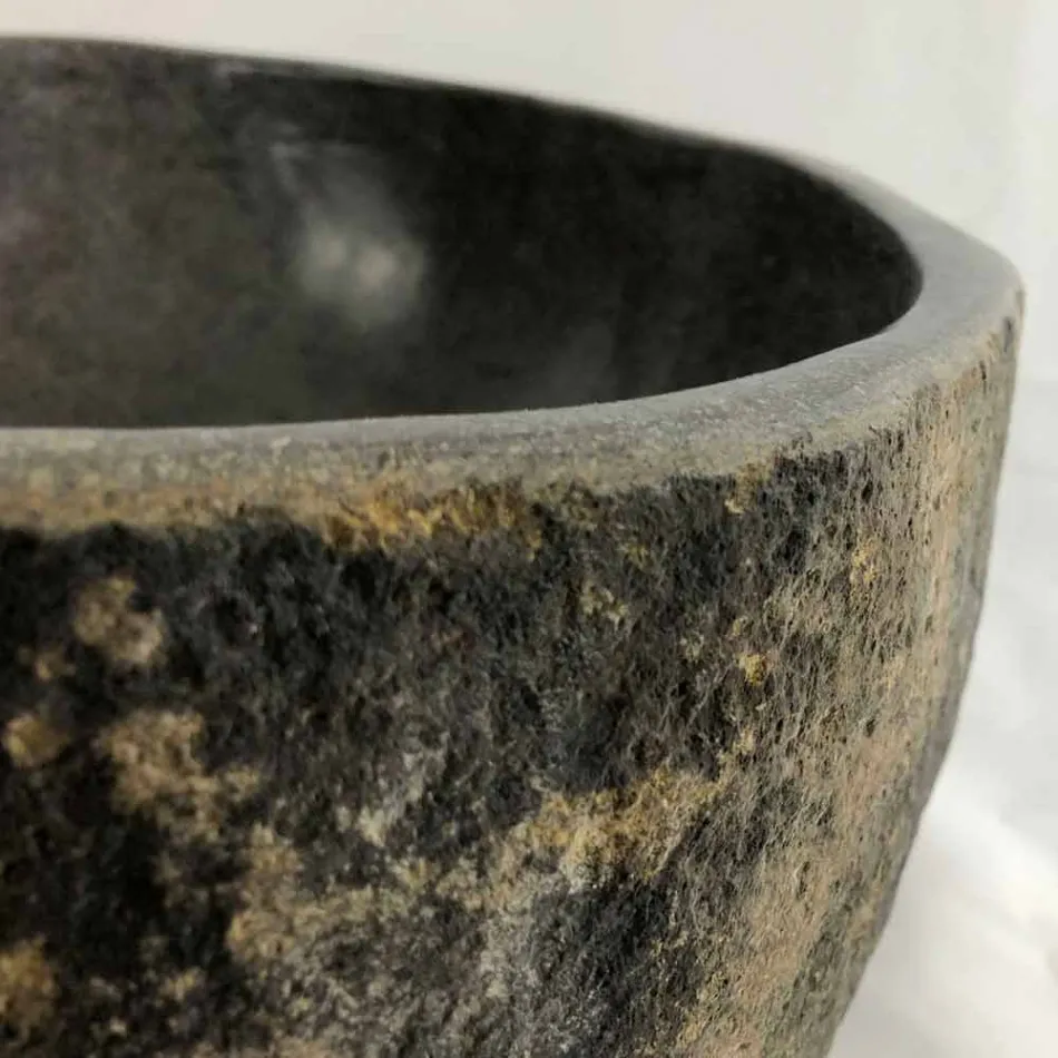 Umywalka nablatowa z naturalnego kamienia rzecznego Agra Viadurini